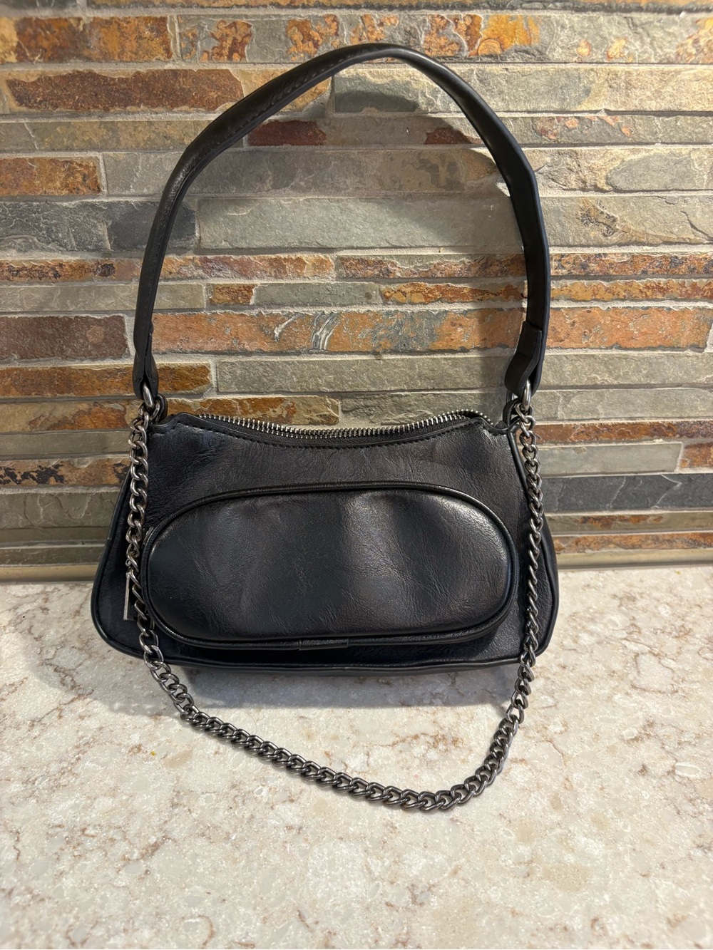 Black Women’s Shoulder Bag with Chain Strap